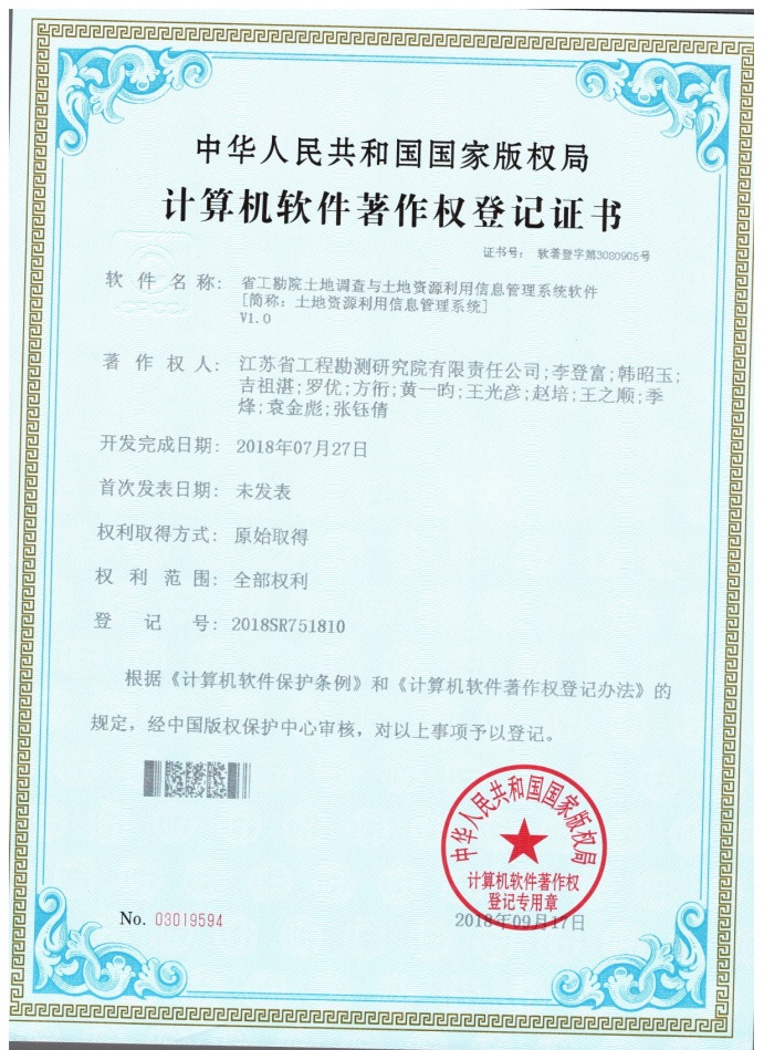 著201804省工勘院土地调查与土地资源利用信息管理系统软件.jpg