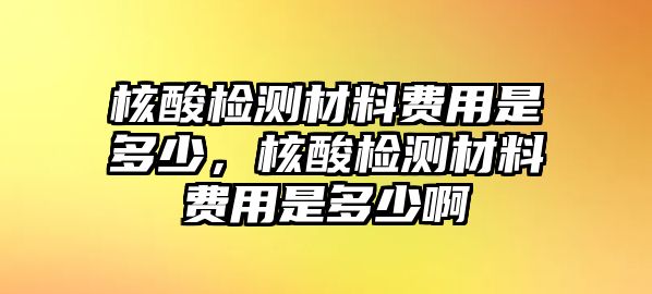 核酸检测材料费用是多少，核酸检测材料费用是多少啊